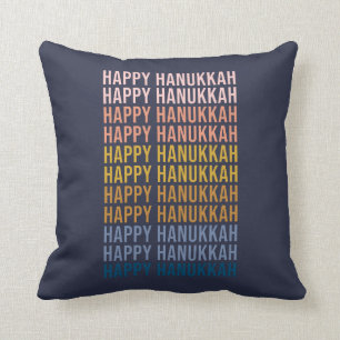 Happy Hanukkah farbenfrohe Typographie Design Kissen