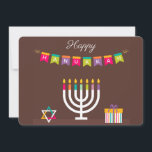 Happy Hanukkah Feiertagskarte<br><div class="desc">Happy Hanukkah Hanukkah ist ein jüdischer Feiertag,  der den Sieg der Maccabes über die größere syrische Armee feiert. ...  Das hebräische Wort hanukkah bedeutet Umwidmung.</div>