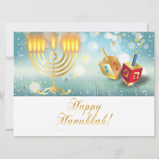 Happy Hanukkah Festival Gold Menorah Lights (Vorderseite)