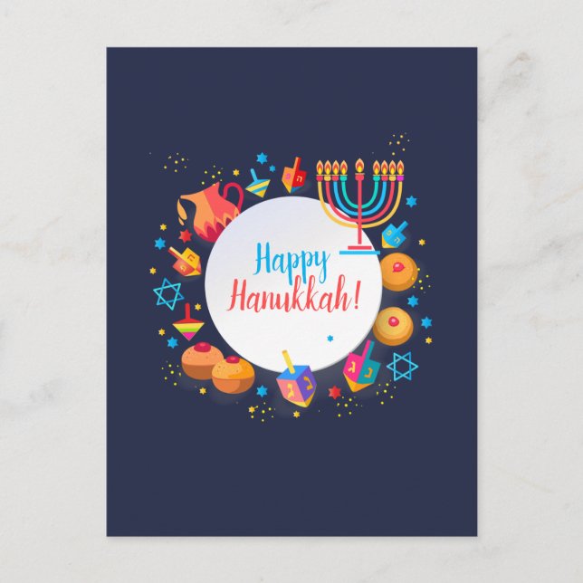 Happy Hanukkah Festival Menorah Festivals Postkarte (Vorderseite)