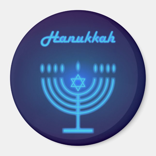 Happy Hanukkah Festival Menorah Logo Magnet (Vorne)