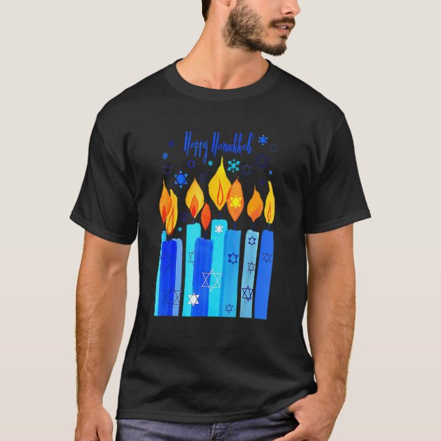 Happy Hanukkah Festival of Light Star von David T-Shirt (Vorderseite)