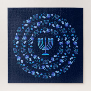 Happy Hanukkah Festival of Lights Paty Mandala Puzzle