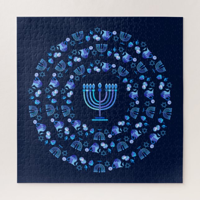 Happy Hanukkah Festival of Lights Paty Mandala Puzzle (Vertikal)