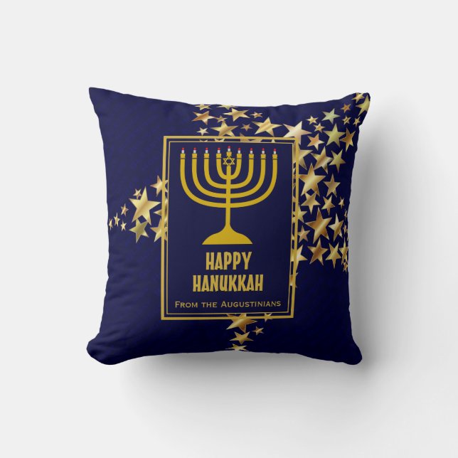 HAPPY HANUKKAH Festivals Stars Personalisiert BLAU Kissen (Vorderseite)