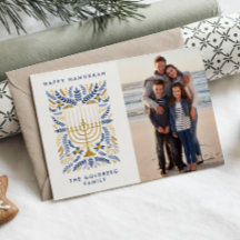 Happy Hanukkah Festivals Wasserfarbe Menorah Foto