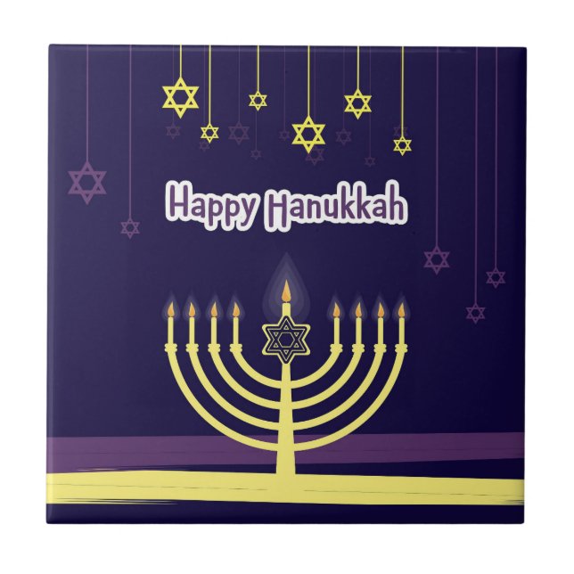 Happy Hanukkah Fliese (Vorderseite)