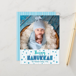 Happy Hanukkah Foto Blue Stars Moderne Karte