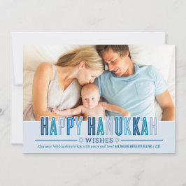 Happy Hanukkah Foto Card | Blauschattierungen Feiertagskarte