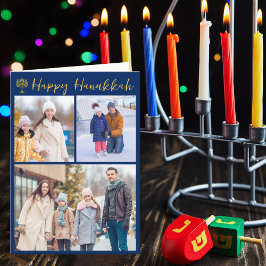 Happy Hanukkah Foto Collage Modern Blue geflogen Feiertagskarte
