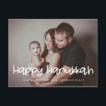 Happy Hanukkah Foto Postkarte<br><div class="desc">Eine moderne Typografie für diese Fotokartensammlung. So passen Sie an Ihre Lieblingsfamilienbilder an. Sie können die Farbe des Schriftartes auch ganz nach Ihren Wünschen ändern.</div>