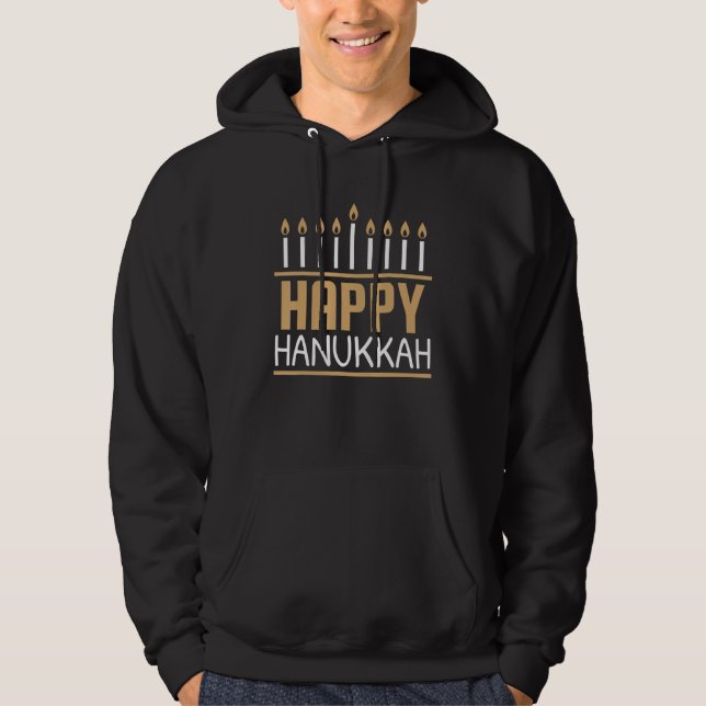 Happy Hanukkah Frauen Männer Kinder Jüdische Menor Hoodie (Vorderseite)