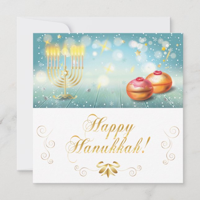 Happy Hanukkah Frstival festive Gold Menorah CARD (Vorderseite)