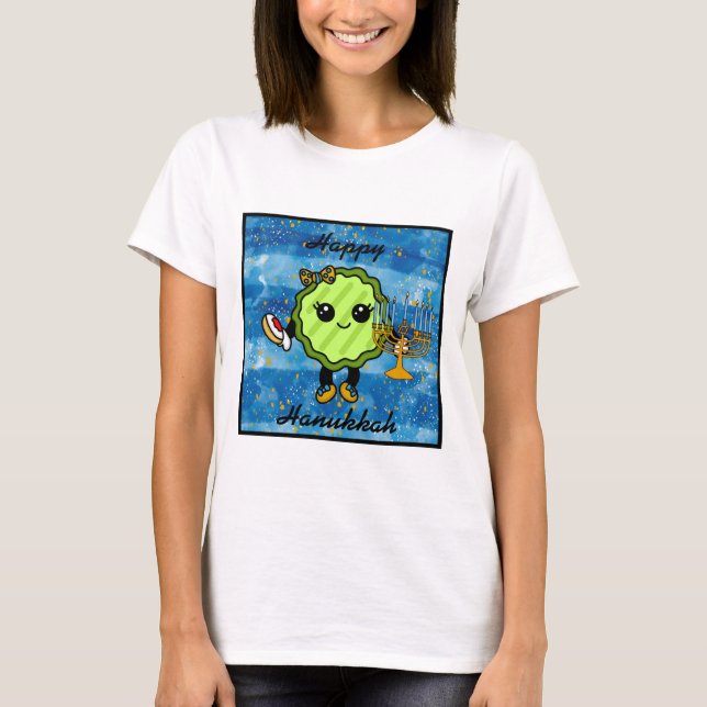 Happy Hanukkah | Funny Holiday Pickle T-Shirt (Vorderseite)