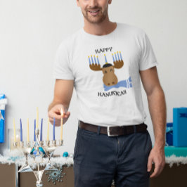 Happy Hanukkah Funny Moose Menorah T-Shirt