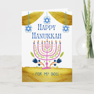 Happy Hanukkah für Boss Hinzufügen eines Namens Karte