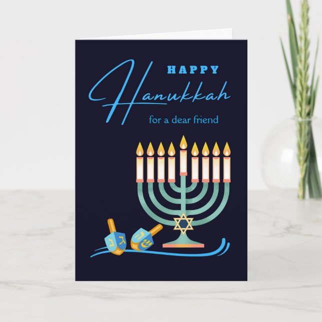 Happy Hanukkah für einen lieben Freund hinzufügen  Karte (Vorderseite)