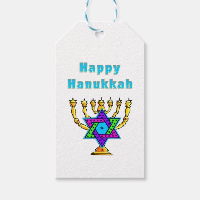 Happy Hanukkah Geschenkanhänger (Vorderseite)