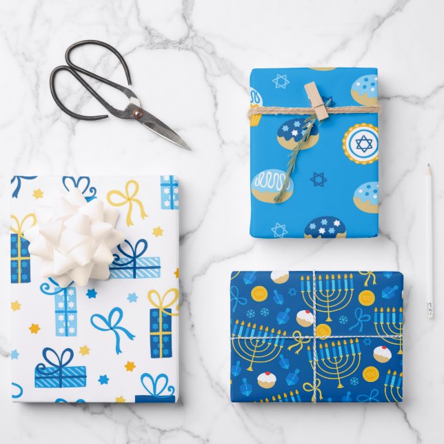 Happy Hanukkah Geschenkpapier Set (Vorderseite)