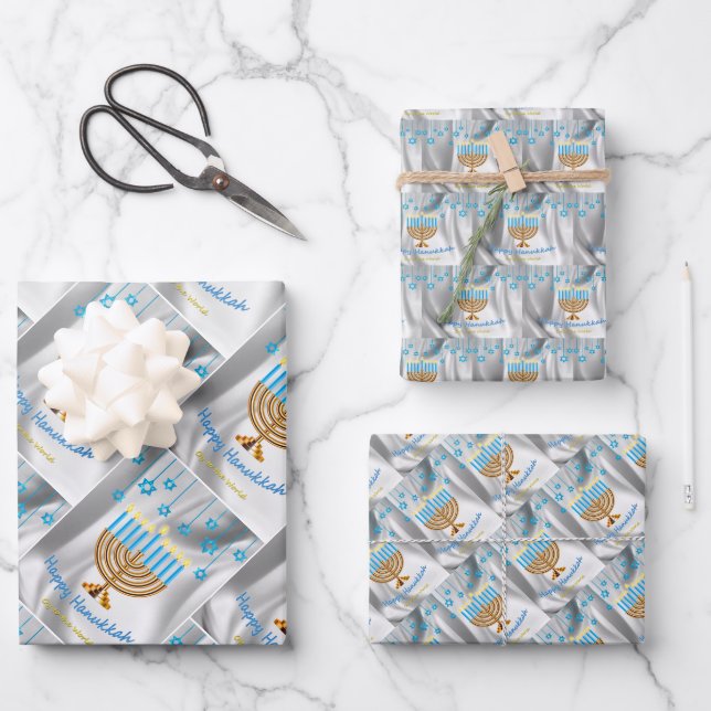 Happy Hanukkah Geschenkpapier Set (Vorderseite)