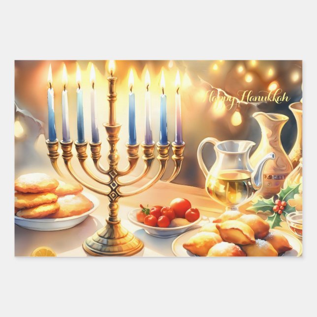 Happy Hanukkah Geschenkpapier Set (Vorderseite 3)