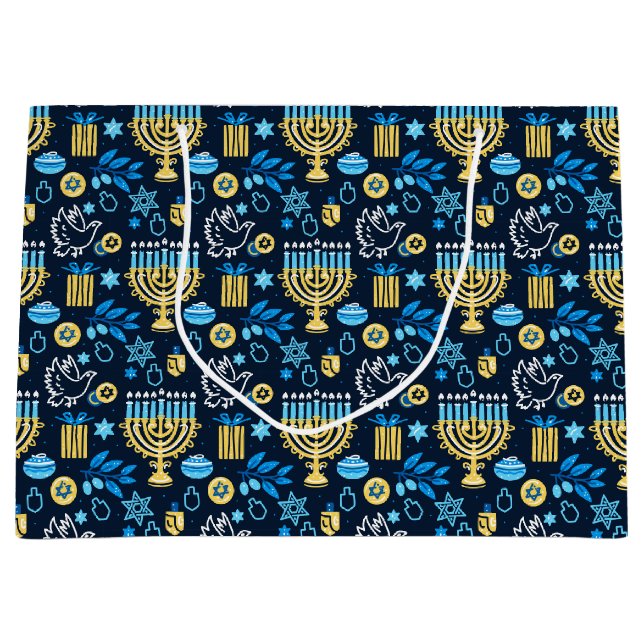 Happy Hanukkah Geschenktasche Große Geschenktüte (Vorderseite)