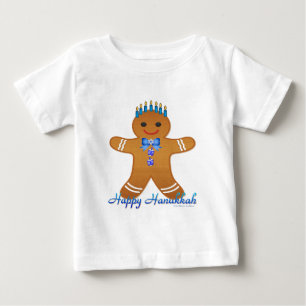 Happy Hanukkah Gingerbread Man Menorah Baby T-shirt
