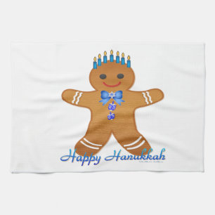 Happy Hanukkah Gingerbread Man Menorah Geschirrtuch