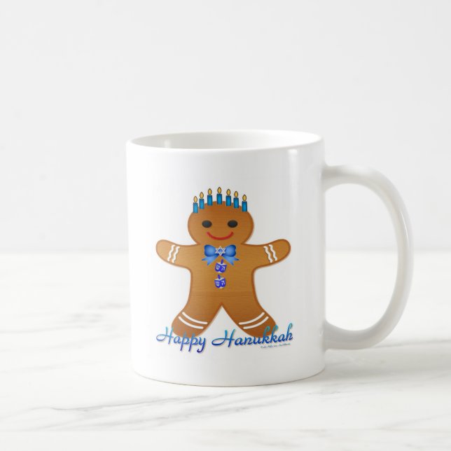 Happy Hanukkah Gingerbread Man Menorah Kaffeetasse (Rechts)