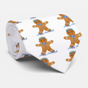 Happy Hanukkah Gingerbread Man Menorah Krawatte