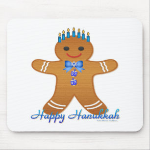 Happy Hanukkah Gingerbread Man Menorah Mousepad