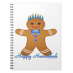 Happy Hanukkah Gingerbread Man Menorah Notizblock