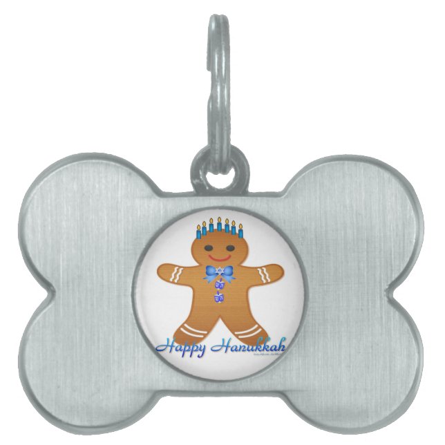Happy Hanukkah Gingerbread Man Menorah Tiermarke (Vorderseite)
