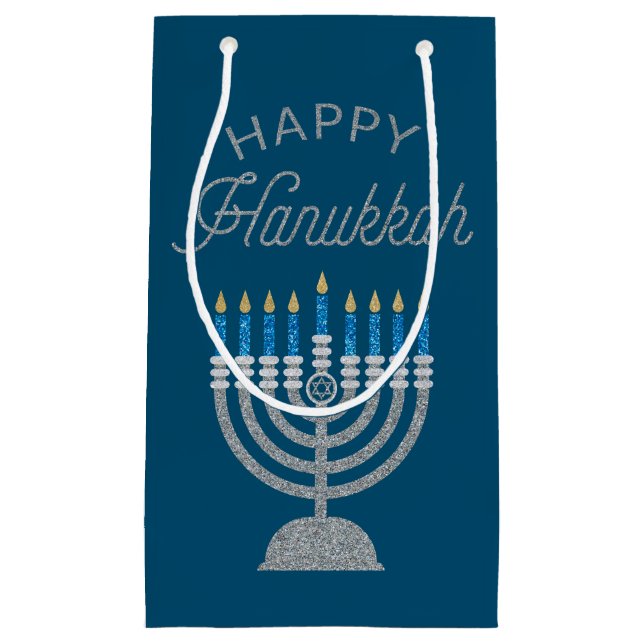 Happy Hanukkah Glitzer Kleine Geschenktüte (Vorderseite)