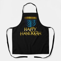 Happy Hanukkah Gold Aquamarin Menorah