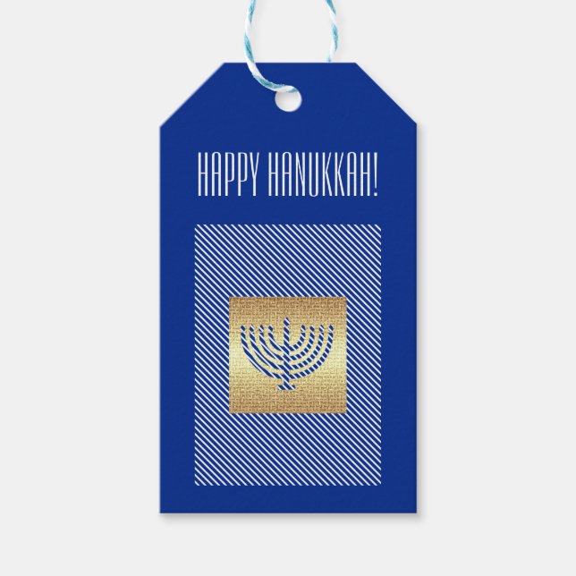 Happy Hanukkah. Gold Menorah Custom Geschenkanhänger (Vorderseite)