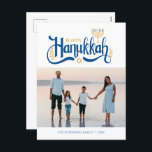 "Happy Hanukkah" Gold Menorah Feiertagspostkarte<br><div class="desc">"Happy Hanukkah" Gold Menorah Design.</div>