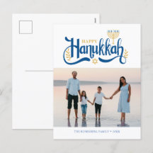 "Happy Hanukkah" Gold Menorah