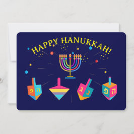 Happy Hanukkah Gold Menorah Jewish Holiday Feiertagskarte