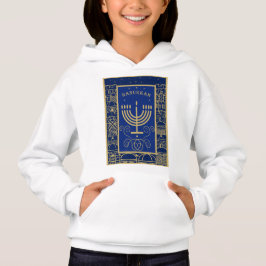 Happy Hanukkah Gold Menorah Jewish Holiday Hoodie