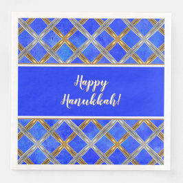 Happy Hanukkah Gold, Silber und Weiß Schnürsenkel Serviette
