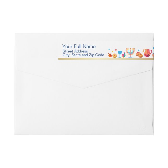 Happy Hanukkah Gold Traditionelle Menorah Symbole (Rückseite)