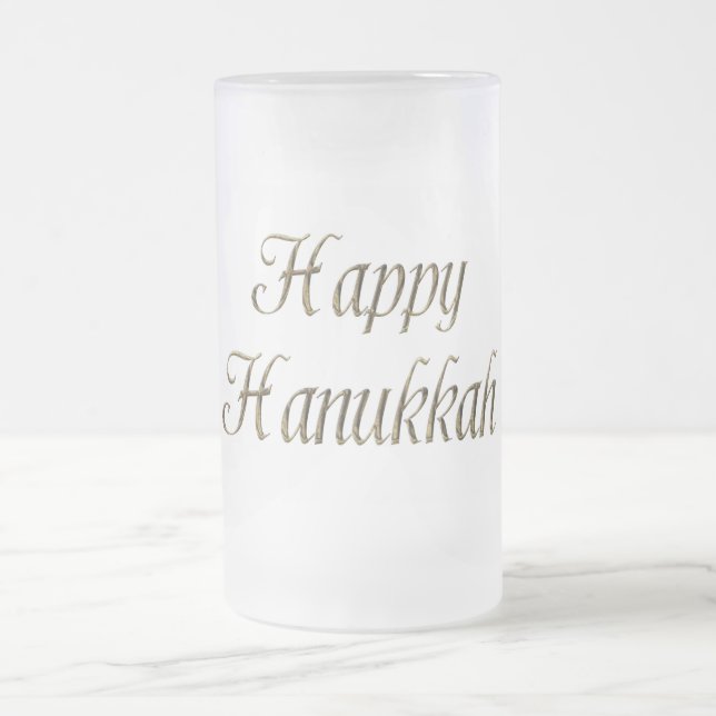 Happy Hanukkah Gold Typografie Elegant Chanukah Mattglas Bierglas (Mittel)