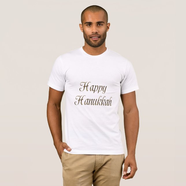Happy Hanukkah Gold Typografie Elegant Chanukah T-Shirt (Vorne ganz)