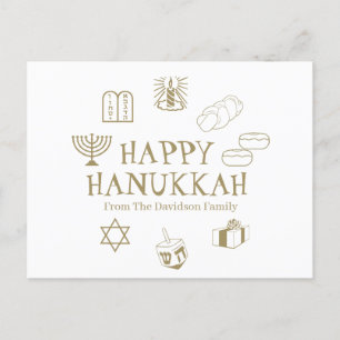 Happy Hanukkah goldfarbener Name Postkarte