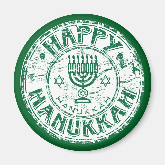 Happy Hanukkah Green Magnet (Vorne)