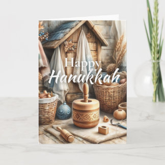 Happy Hanukkah Greeting Card - Dreidel Watercolor  Karte