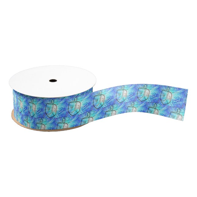Happy Hanukkah Grosgrain Ribbon Ripsband (Spule)