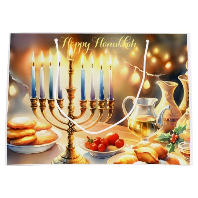 Happy Hanukkah Große Geschenktüte (Vorderseite)