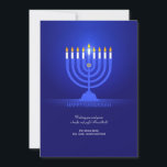 Happy Hanukkah Grußkarte Feiertagskarte<br><div class="desc">Eine schöne Hanukkah-Grußkarte mit einem königsblauen Hintergrund und einer hellen Menorah. (Holiday Vectors by Vecteezy). Die Karte lässt sich leicht mit Ihrem Text, Schriftart, Schriftart, Papierform und der Wahl des Papiertyps anpassen. Nicht genau das, was Sie suchen? Alle unsere Produkte können auf Ihre Bedürfnisse zugeschnitten werden, ohne Aufpreis. Kontaktieren Sie...</div>